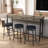 Long Dining Table Set With Power Outlets, Bar Kitchen Table Set With Circular Stools, Easy Assemble, Brown Gray Table+black Stool-1653247464-1653247471