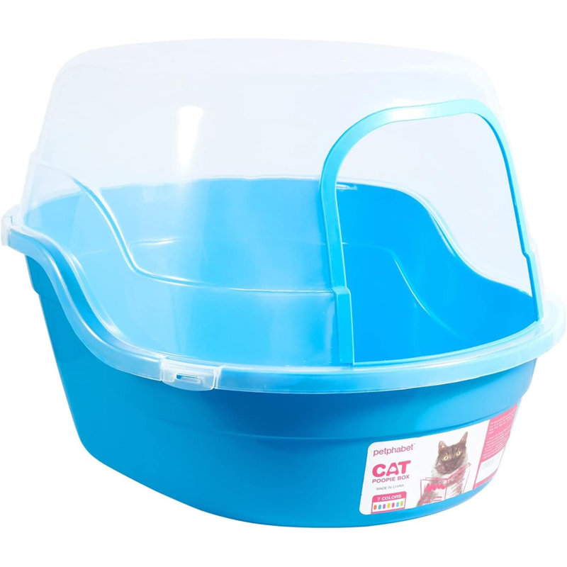 Jumbo Hooded Cat Litter Box, Blue