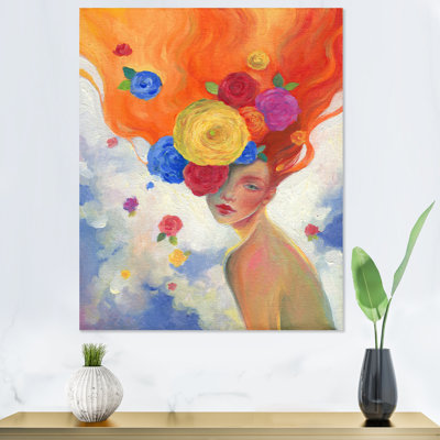 Floral Portrait de femme II - impression sur toile Glam