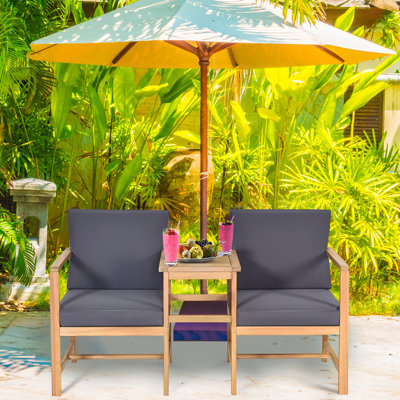 Richelieu 2 - Person Acacia Wood Patio Dining Set with Rectangular Table