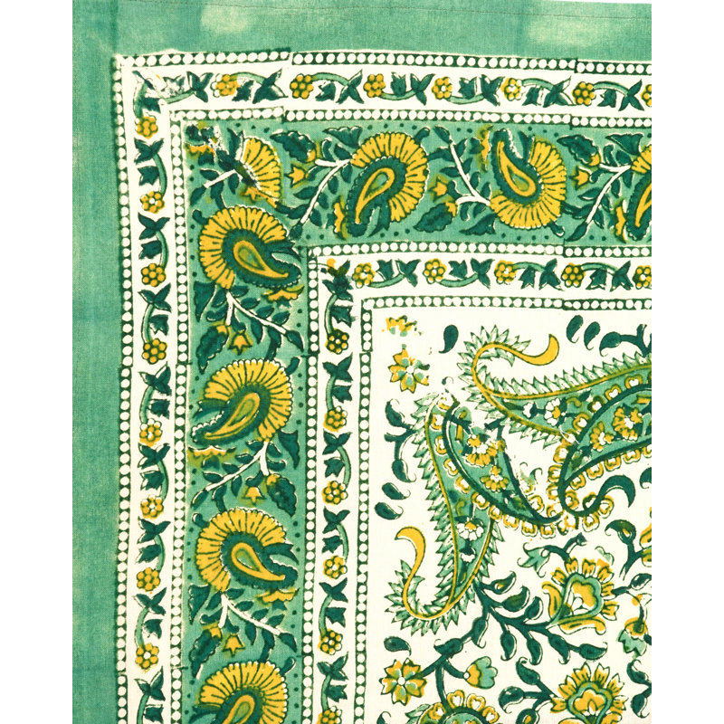 Floral 100% Cotton Tablecloth, 108" x 72", Green