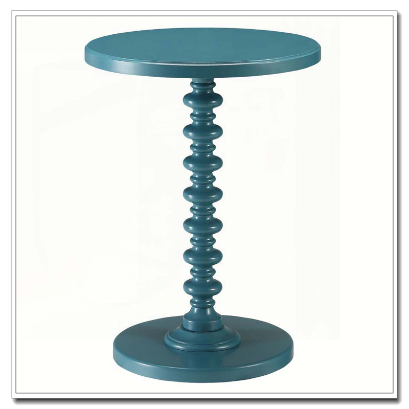 Teal Round Wooden Side Table