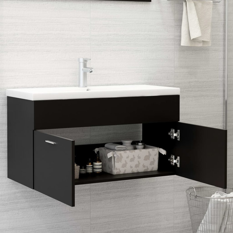 Geilich 900mm Single Bathroom Vanity with Integrated Ceramic Basin, Black