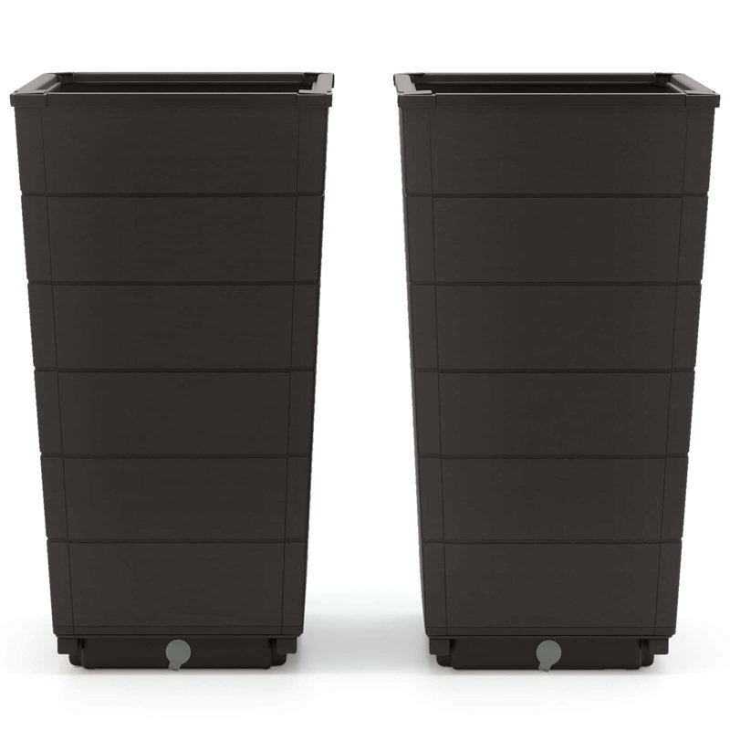 23" Tall Planter Set Of 2 For Indoor/ Outdoor Use Large Self-watering Plant Pot, Brown