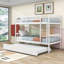 Lit superposé simple en bois convertible Hulbard avec lit gigogne simple et garde-corps-358664522