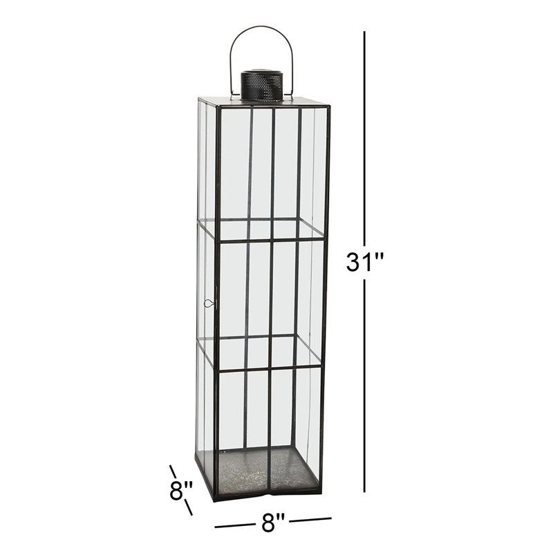 Lanterne de table en métal 22 po, H 31 po x l 8 po x P 8 po
