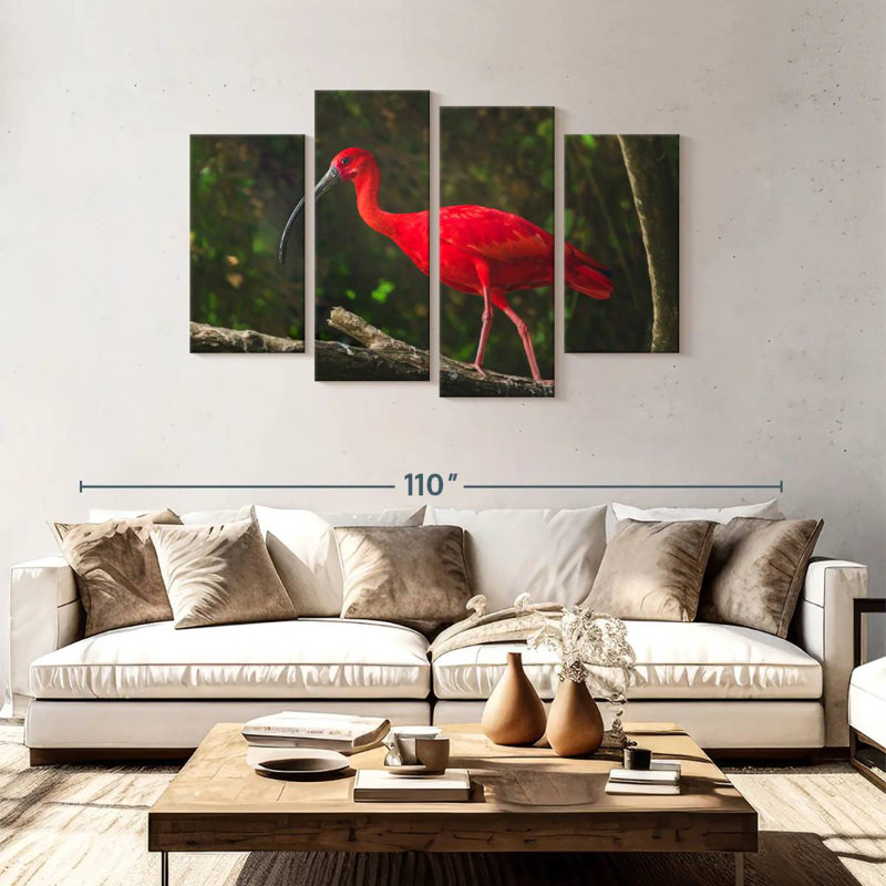 Red Ibis Bird, H 48 po x l 75 po