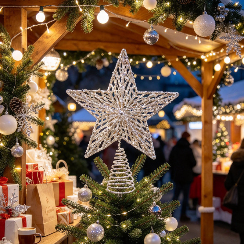 Sparkling Gold Star Christmas Tree Topper