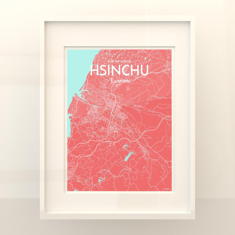 Hsinchu City Map In Maritime - No Frame Print, 20cm H x 16cm W x 0.05cm D