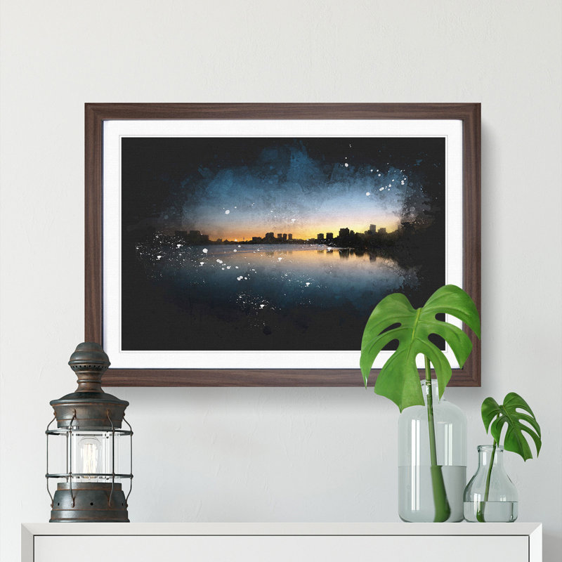 Cambridge Massachusetts Skyline - Picture Frame Graphic Art Print, 24cm H x 33cm W x 2cm D, Walnut Framed