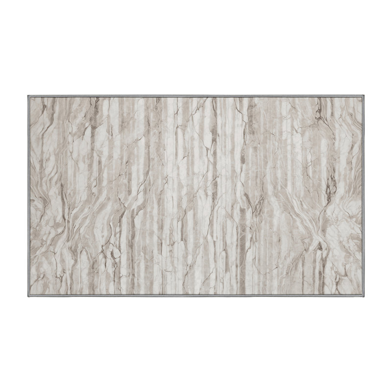 Machine Washable Gray Area Rug, Rectangle 7' x 10'