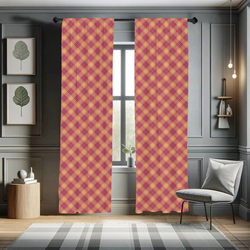 Plaid Semi-Sheer Rod Pocket Sliding Panel, 28" x 84"