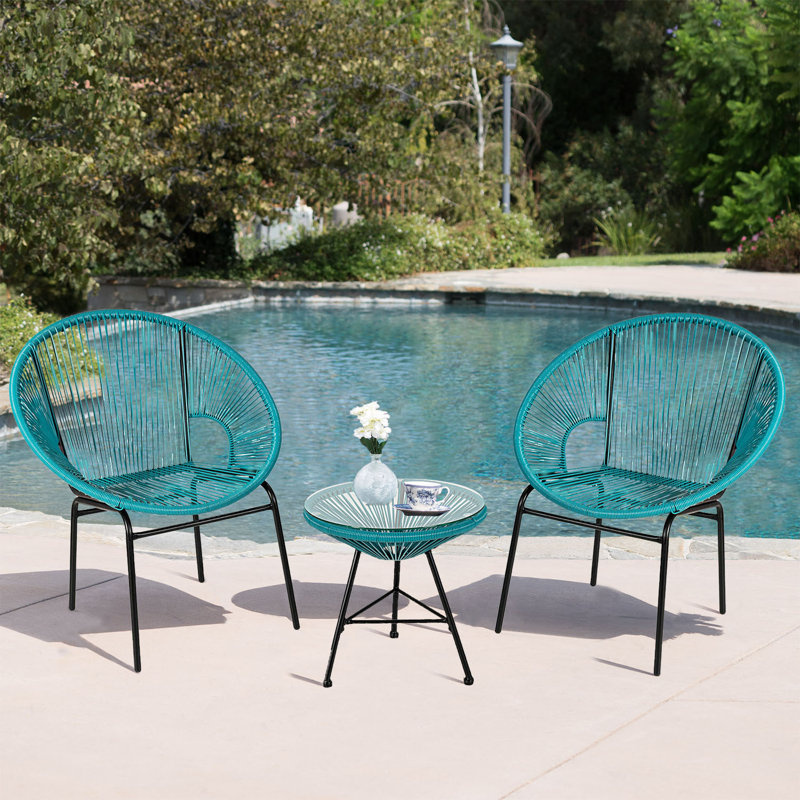 Ensemble bistro long pour 2 personnes 17,5 po Frieso, Turquoise