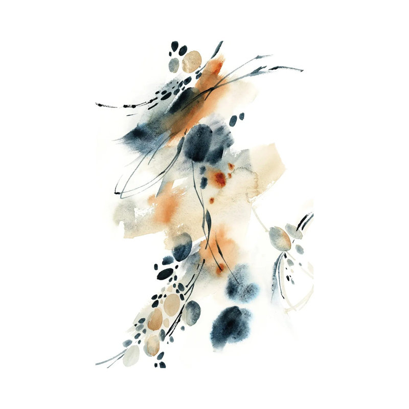 Abstrait en bleu et terre cuite III - Giclée sur toile tendue avec châssis