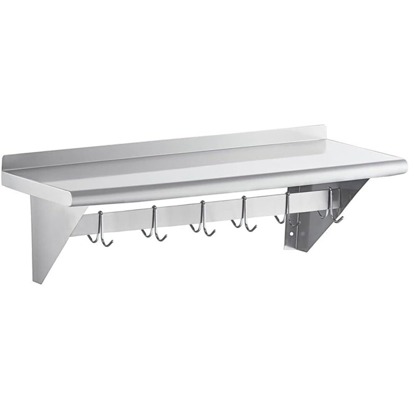Stainles Steel Rectangle Wall Mounted Pot Rack, 11" H x 36" W x 12" D