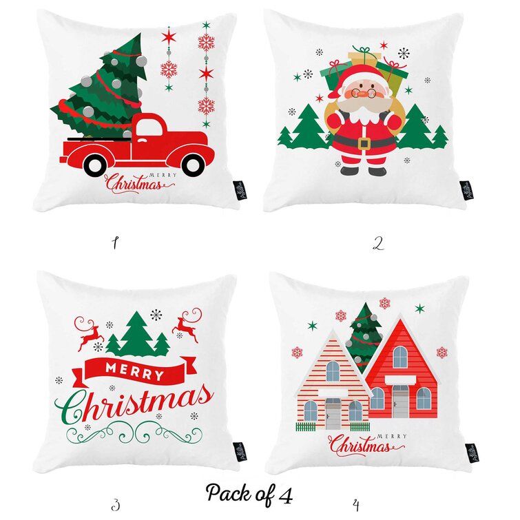 The Holiday Aisle® Christmas Pillow Covers 12X20 Set Of 4 For