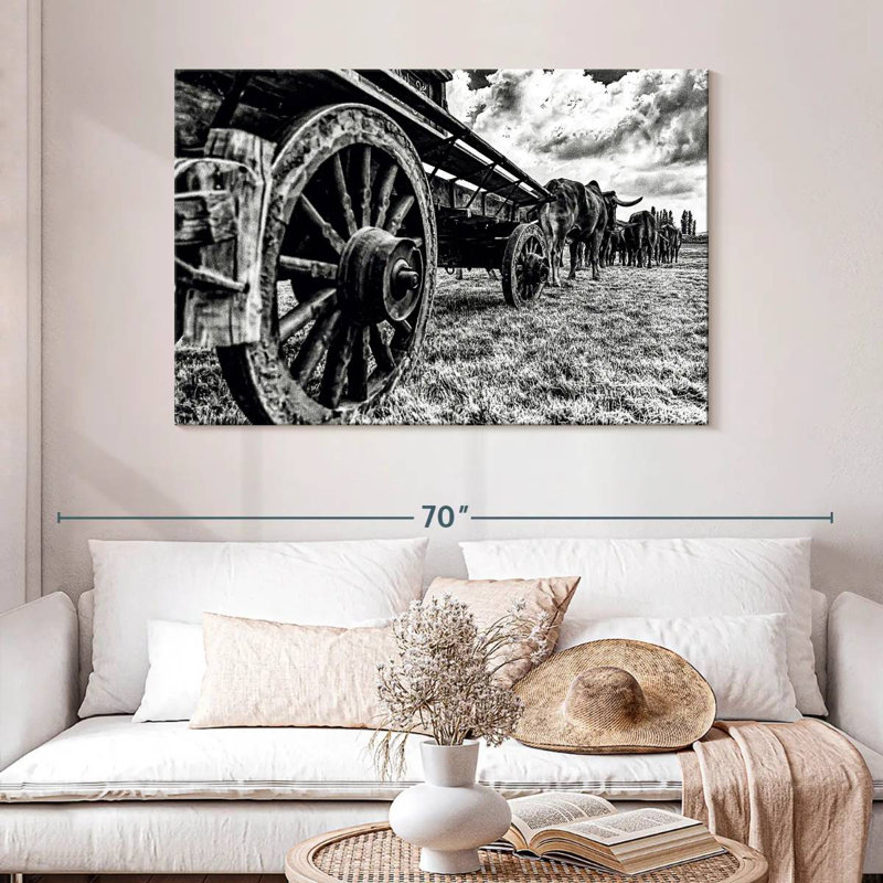 Mehar Bullocks Pulling A Wagon, 32" H x 48" W