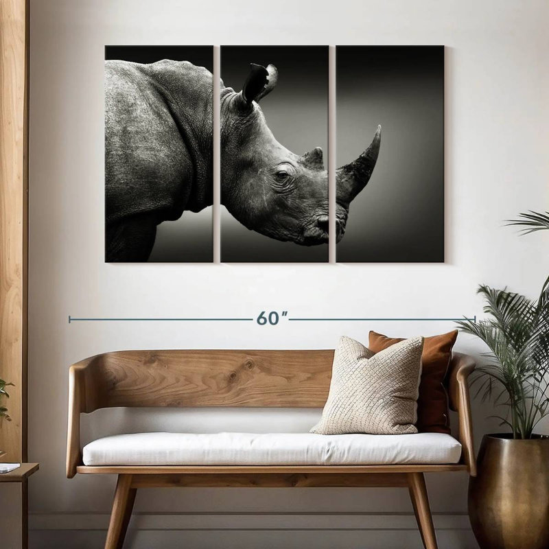 Rhino brun et blanc Brampt, H 32 po x l 50 po