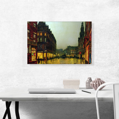 Boar Lane Leeds 1881 par John Atkinson Grimshaw - peinture sur toile tendue