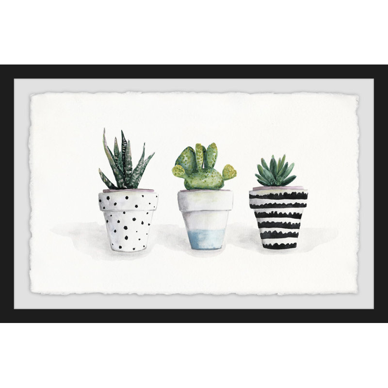 Succulent Trio by Julia Posokhova - Single Picture Frame Painting, 61cm H x 91cm W 