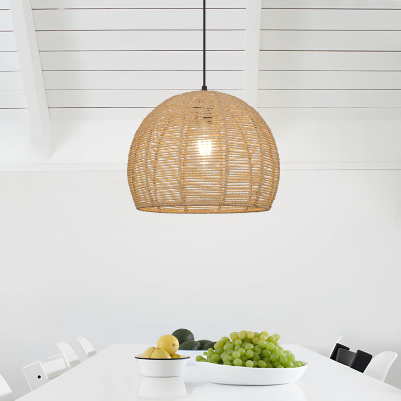 Suwannee Dimmable 1 - Light Unique/Statement Pendant, Matte Black / Natural