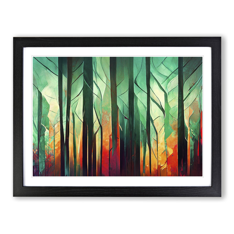 Exciting Abstract Forest Vol.3 - Single Picture Frame Painting, 46cm H x 64cm W x 2cm D, Black