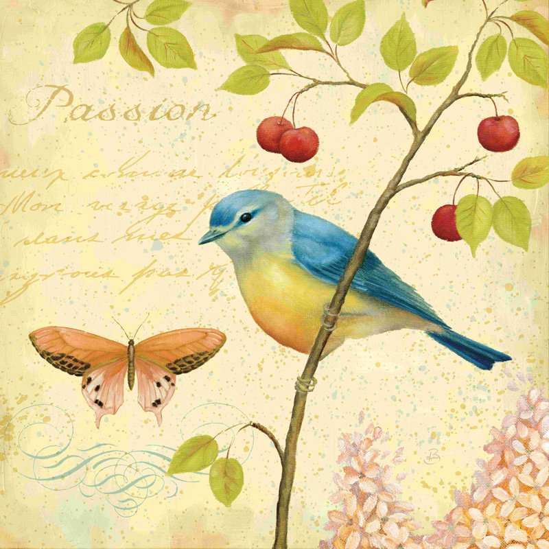 «Garden Passion IV» par Daphne Brissonnet - peinture sur toile tendue, H 12 po x l 12 po, Papier avec cadre noyer, Non