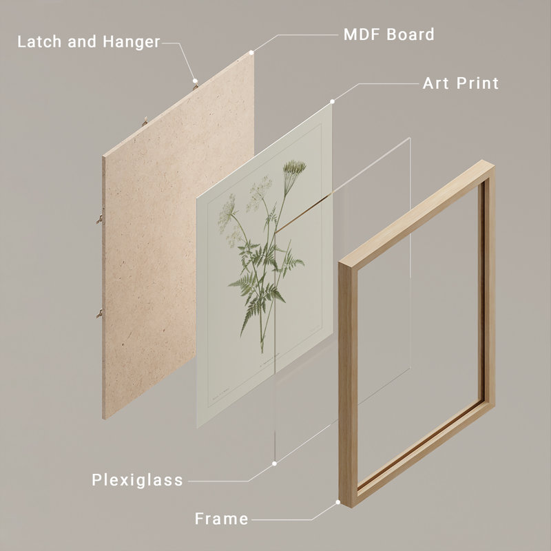 «Vintage Botanical Herb Study», ensemble de 2 reproductions d'art mural encadrées - Illustration de plante verte minimale pour la salle à manger de la cuisine