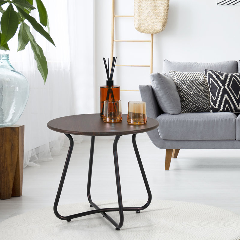 Table d'appoint Nataliya, Noyer foncé, Noir