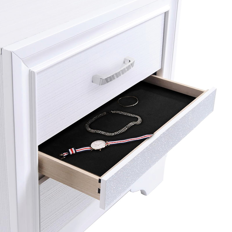 Table de chevet 2 en blanc avec compartiment caché pour chambre à coucher - section contemporaine
