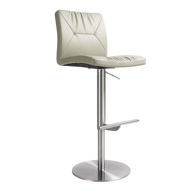 Upholstered Counter Stool with Metal Frame, Light Grey