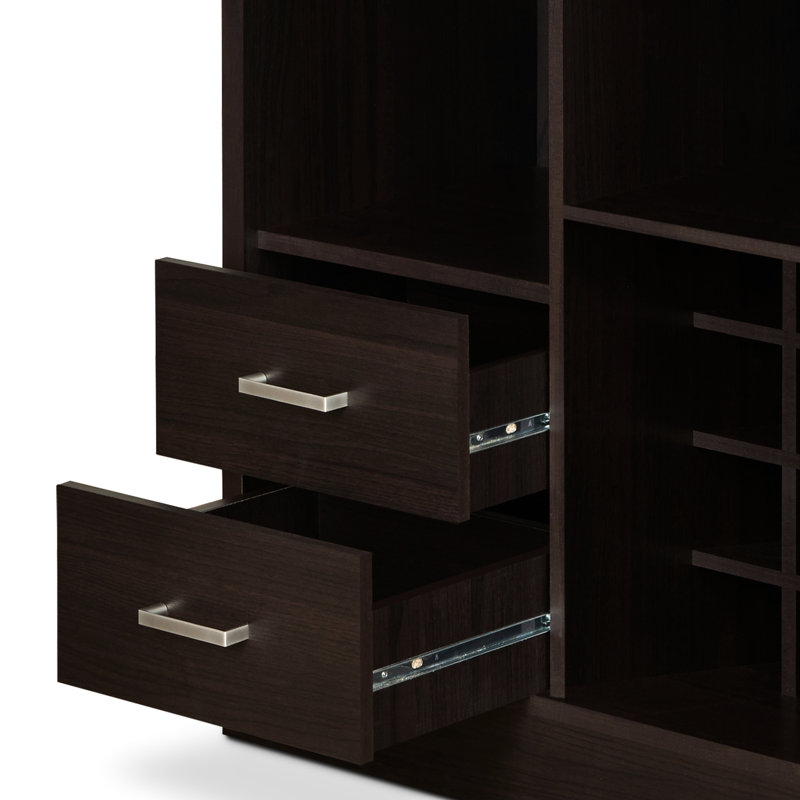 Armoire à finition élégante - idéale pour le rangement de bouteilles de vin et d'accessoires avec porte-étiquette