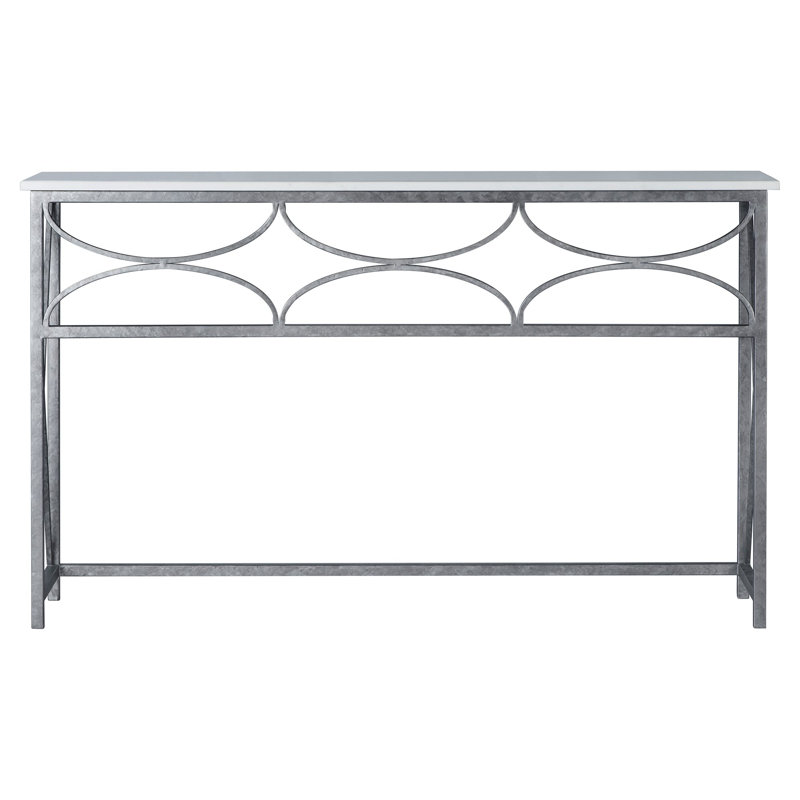 Diamond Console Table, Carrera Marble, Royal Silver