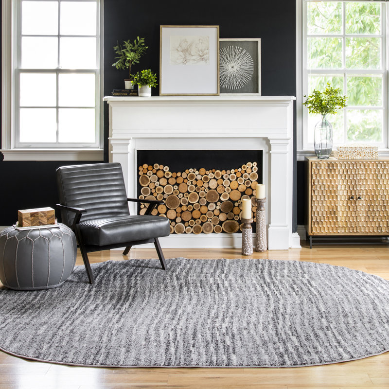 Abstract Area Rug, Oval 201 x 274cm