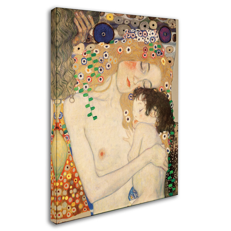 «Three Ages» par Gustav Klimt, reproduction d'art sur toile tendue, H 19 po x l 14 po x P 2 po