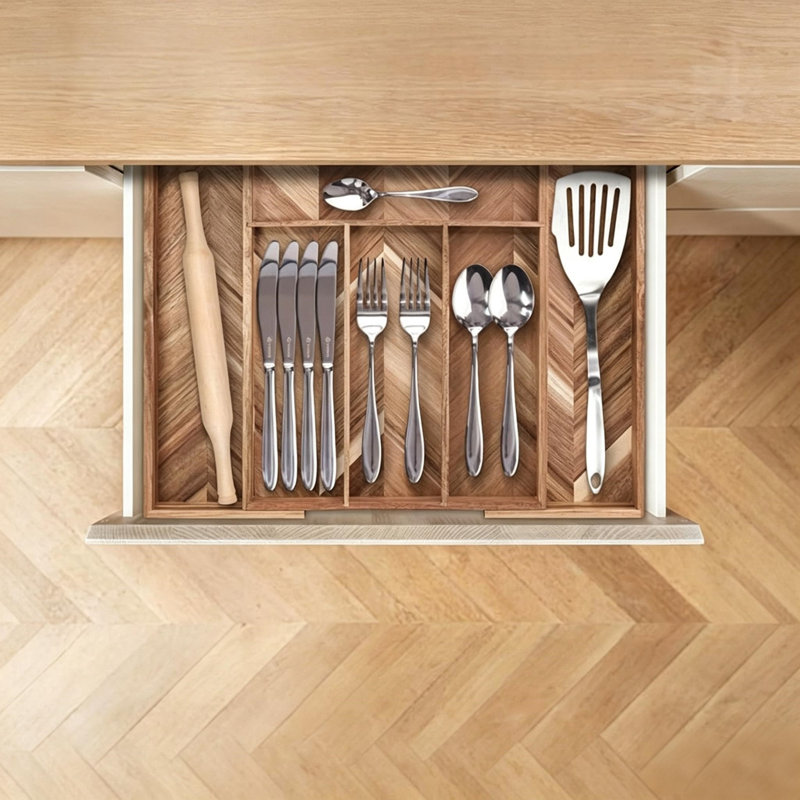 Solid Wood Rectangle Utensil Storage Set