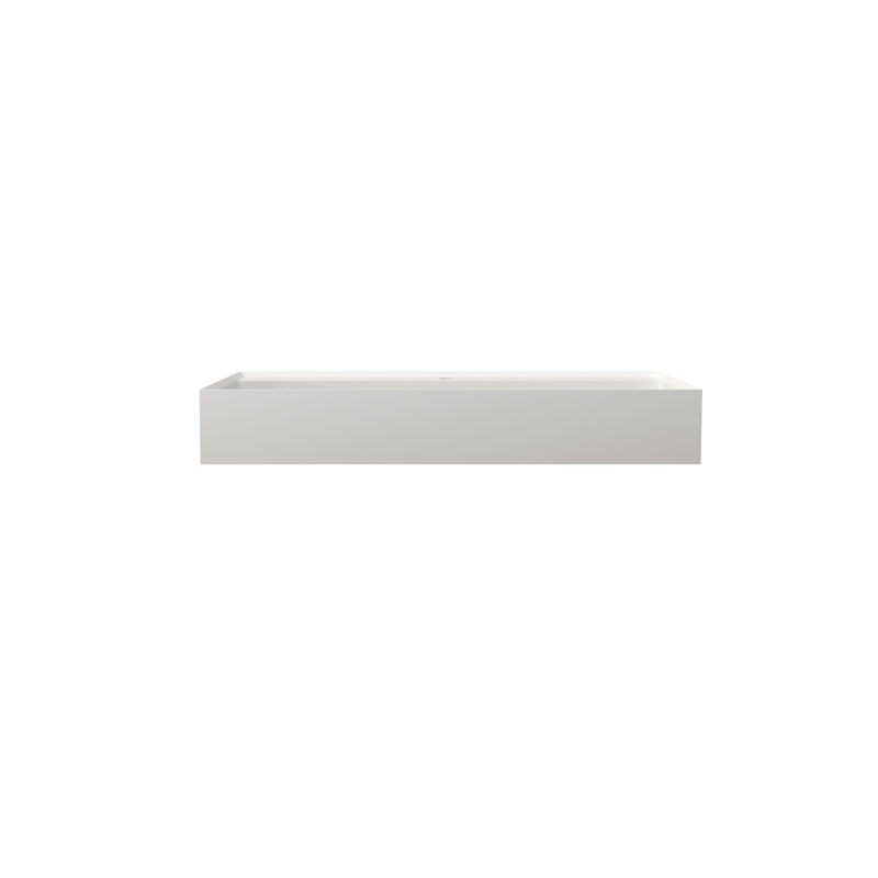 32'' Rectangular Stone Resin Wall Mounted Bathroom Sink with Overflow, 32" L
