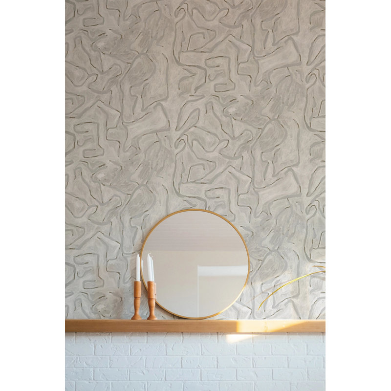 Painted Lines - Wallpaper, Gray Linen, Peel & Stick, Self-Adhesive