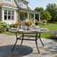 Round Iron Outdoor Dining Table Umbrella Hole , 60 " W 60 " D-316719727-316719728
