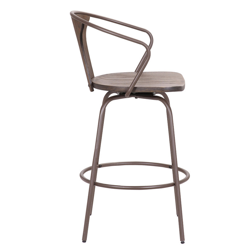 Swivel Counter Stool with Metal Frame, Brown