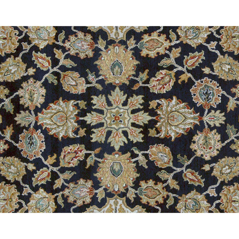 Tapis noir et vert noué à la main de haute qualité