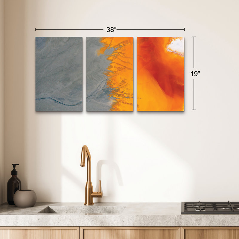 Ensemble de 3 panneaux muraux - Angyalosi Beata «toxicolors», art mural sur toile pour le salon, la chambre ou le bureau 