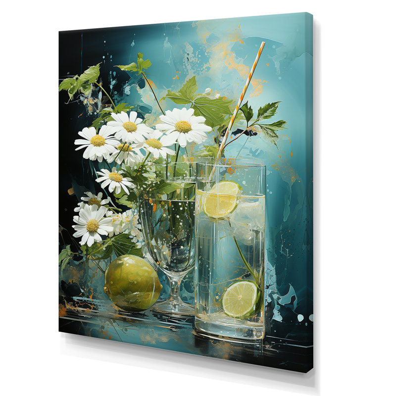 Blanc et vert, cocktails floraux fantastiques - Art mural cocktails, H 32 po x l 16 po x P 1 po