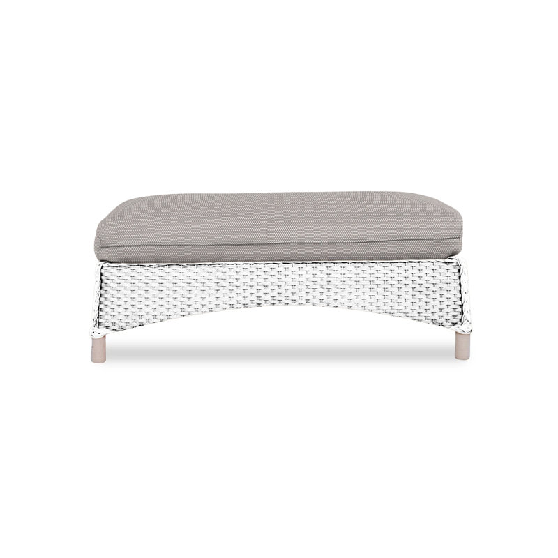 Mandalay Outdoor Ottoman, Sailcloth Seagull, White