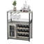 Solid Wood Wine Bottle & Glass Rack Gray