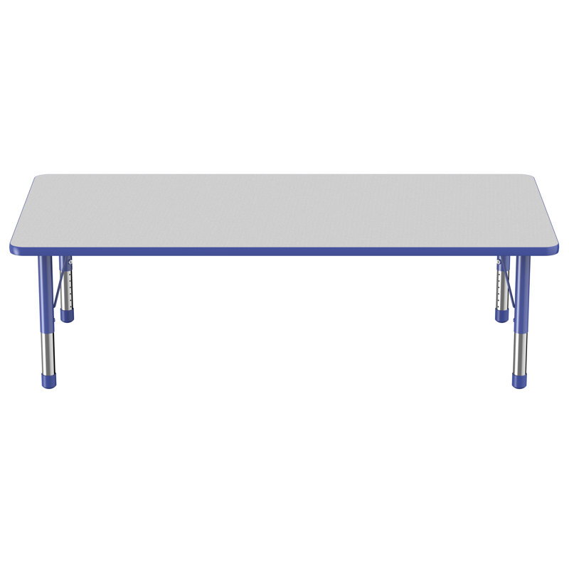 Rectangle T-Mould Adjustable Height Activity Table, Chunky, 36" x 72", Grey/Blue/Black