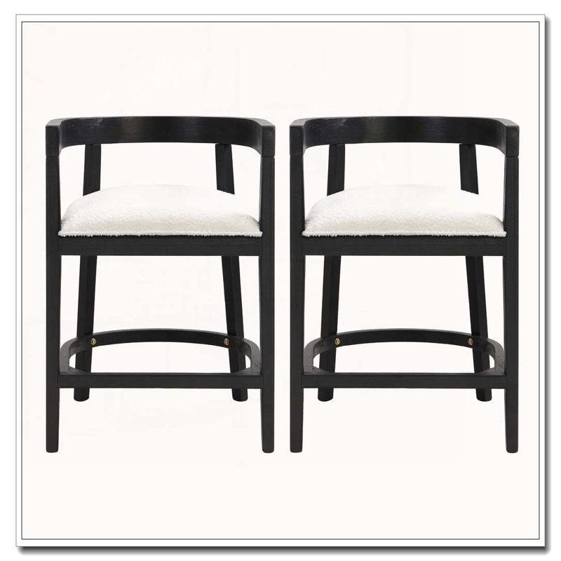 Tabouret de comptoir en bois d'hévéa, Noir