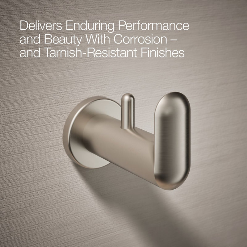 Kumin Wall Mounted Robe Hook, Vibrant Brushed Nickel