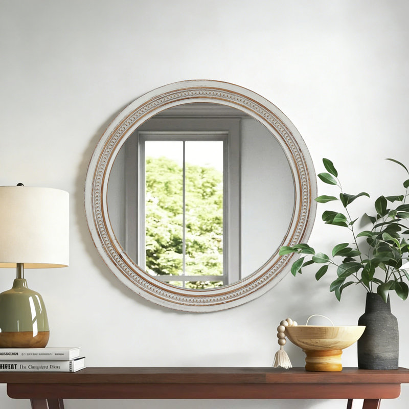Miroir mural coulissant 23,62 "avec tablettes de rangement - Armoire latérale en bois à 2 niveaux