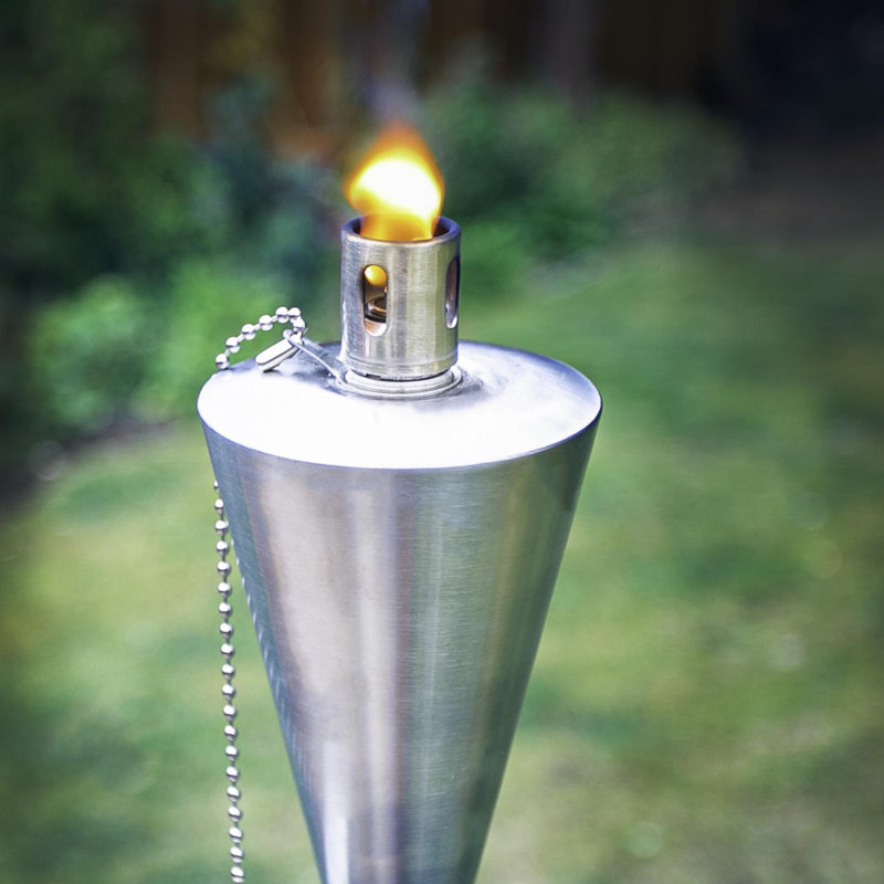 Harbour Housewares - 6x Garden Flame Torches - Metal Cone Design, Silver, 146cm H x 8.5cm W x 8.5cm D